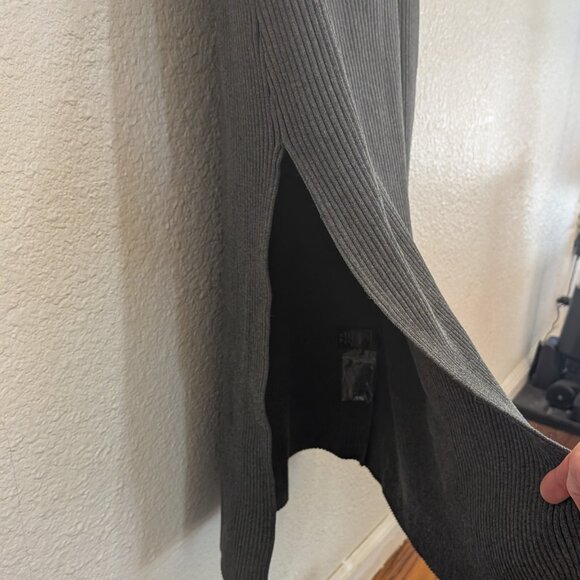 Astr the Label Long Sleeve Sweater Dress Grey Ribbed Midi Bodycon XL  Cutouts - Picture 4 of 12